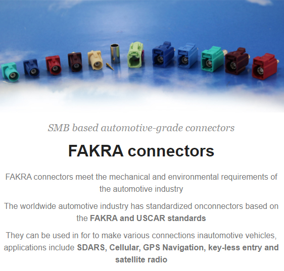 SMB based automotive-grade connectors FAKRA connectors
